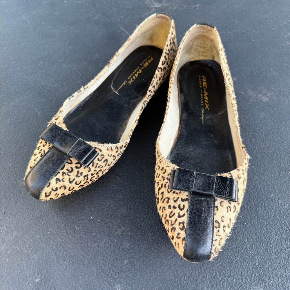Leopard Print Flats with Black Bow